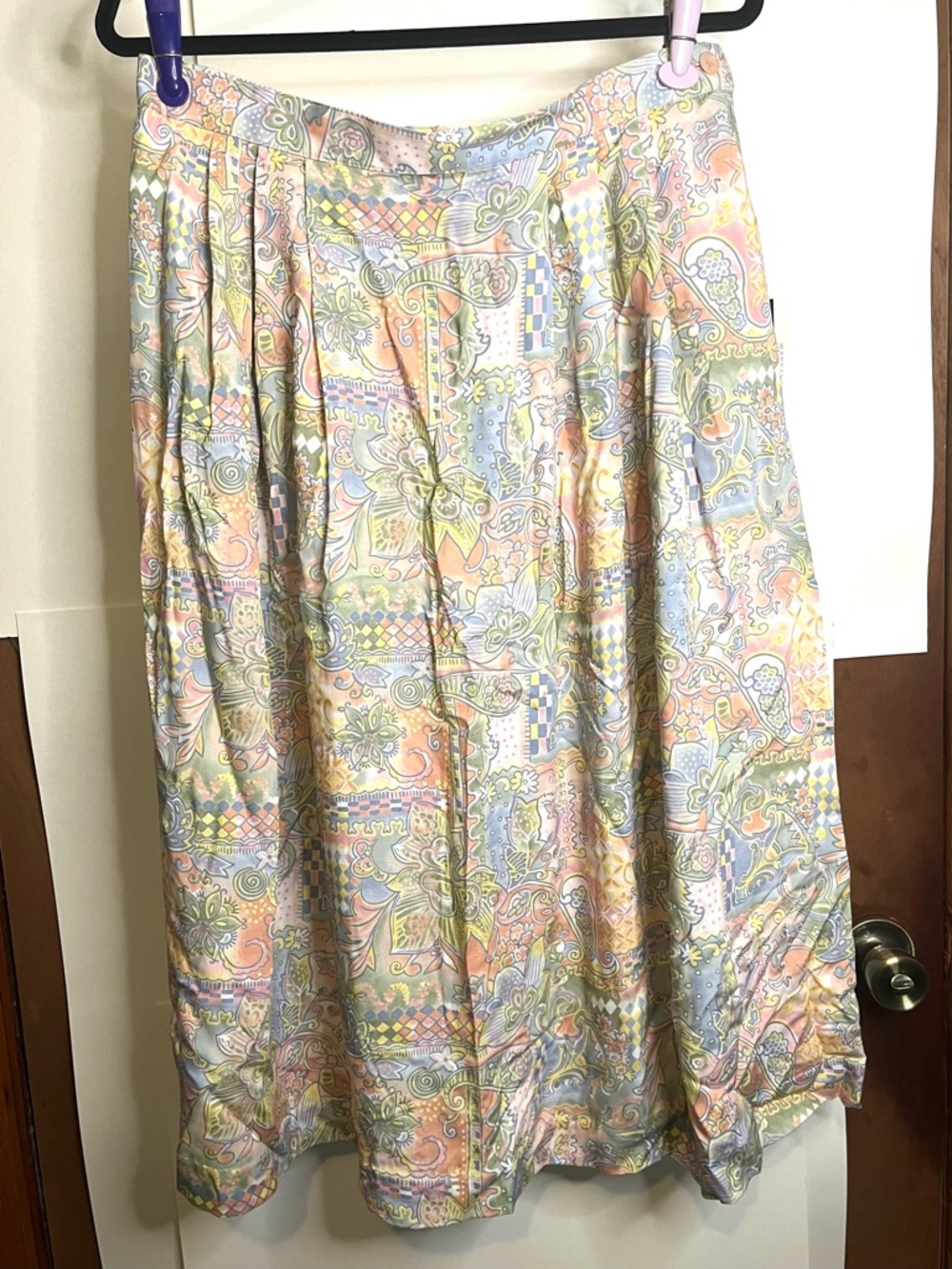 NWT Pendleton Petite (VTG 16) Waist 30 Pastel Paisley Rayon A-Line Maxi Skirt